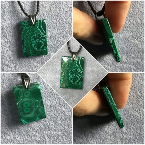 Pendentif malchachite chrysocolle rectangle