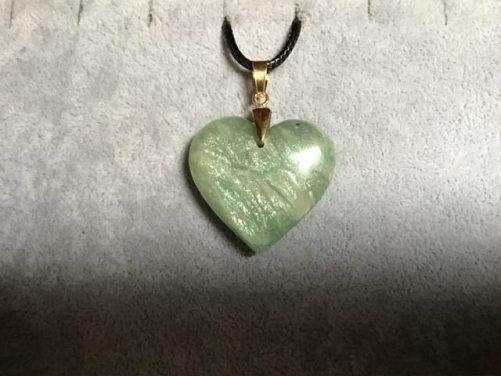 Pendentif amazonite coeur double face bombee
