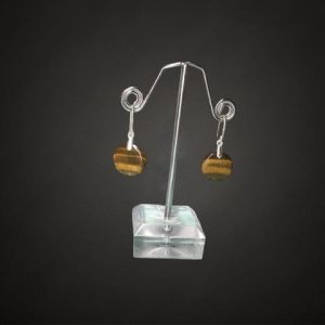 Boucles d’ oreilles oeil de tigre rondes