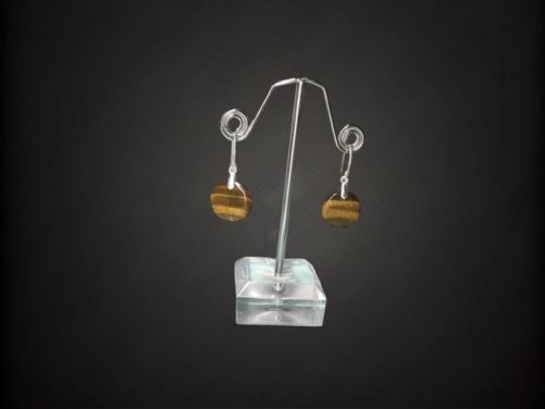 Boucles d’ oreilles oeil de tigre rondes