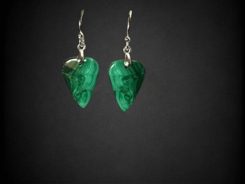 Boucles d oreilles malachite gouttes