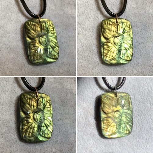 Pendentif labradorite rectangle fleuri