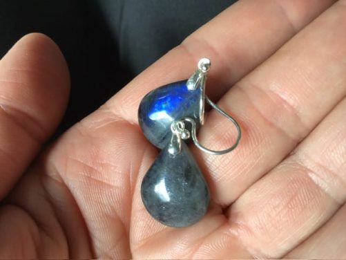 Boucles d’ oreilles labradorite deep blue