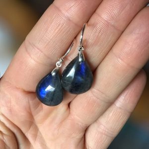Boucles d oreilles labradorite deep blue