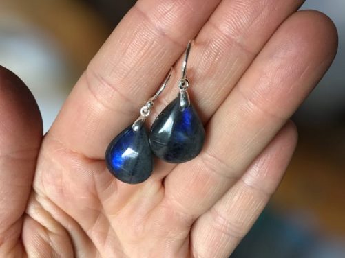 Boucles d oreilles labradorite deep blue