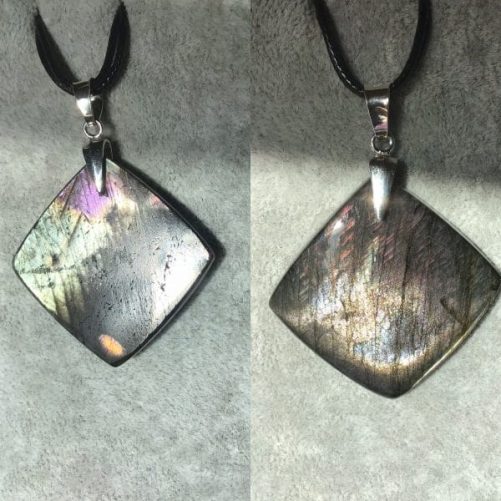 Pendentif labradorite rose vanille