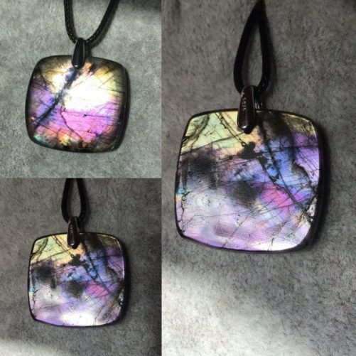 Pendentif labradorite vanille carrée