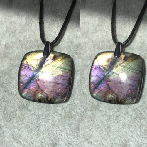 Pendentif labradorite vanille carrée