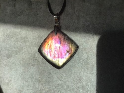 Pendentif labradorite rose vanille