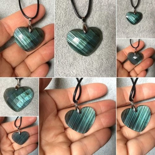 Pendentif labradorite striée coeur