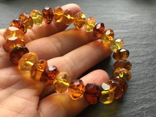 Bracelet ambre facetté