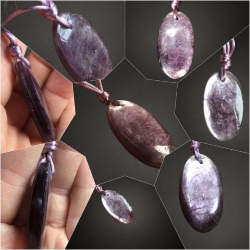 Pendentif lepidolite mica ovale